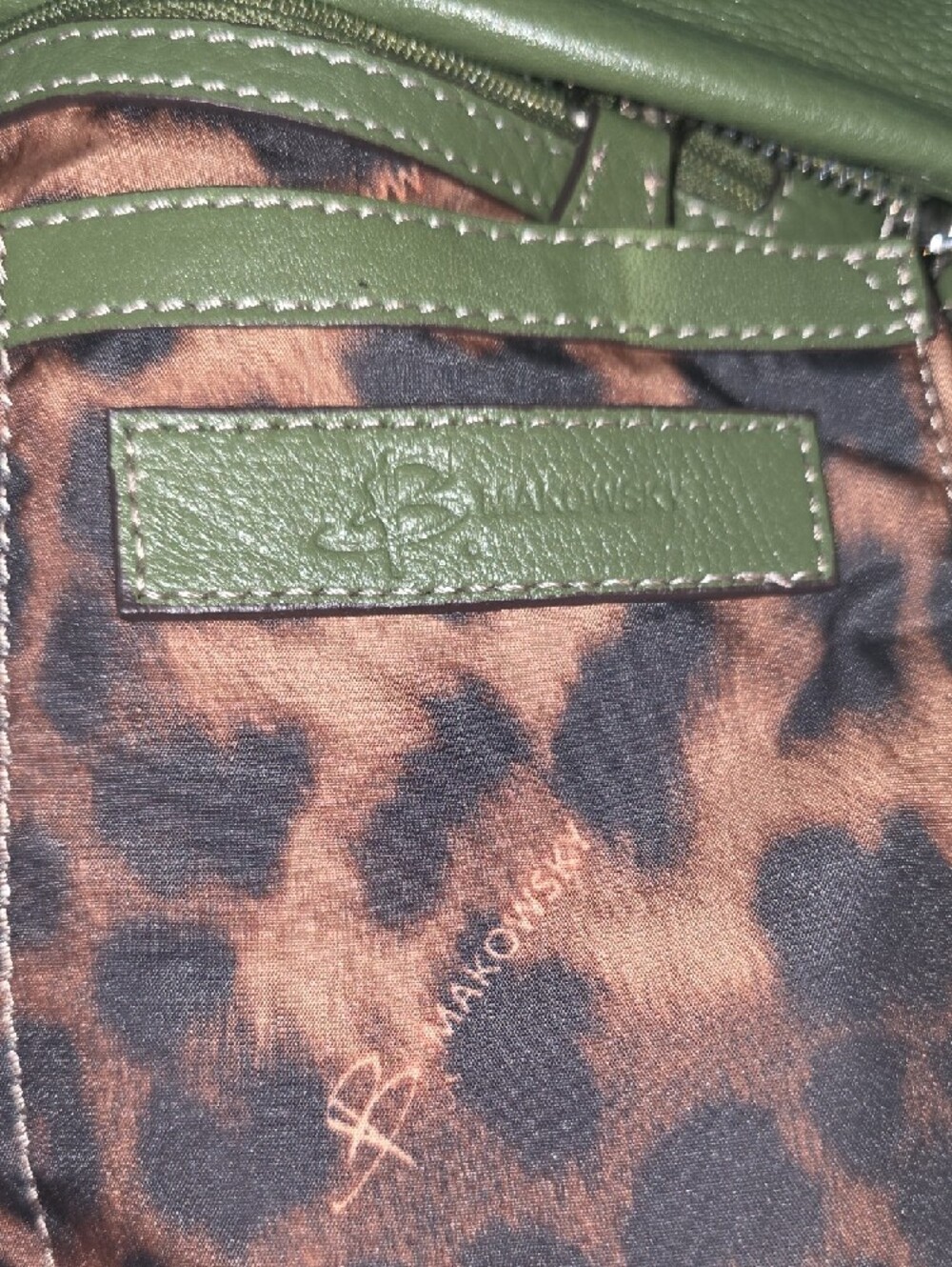 b. makowsky Olive Green Leather Crossbody with Silver Hardware - Picture 11 of 13